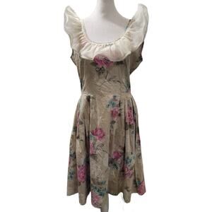 Vintage Handmade Floral Prairie Dress XS Cottagecore Ruffle Modest Coquette